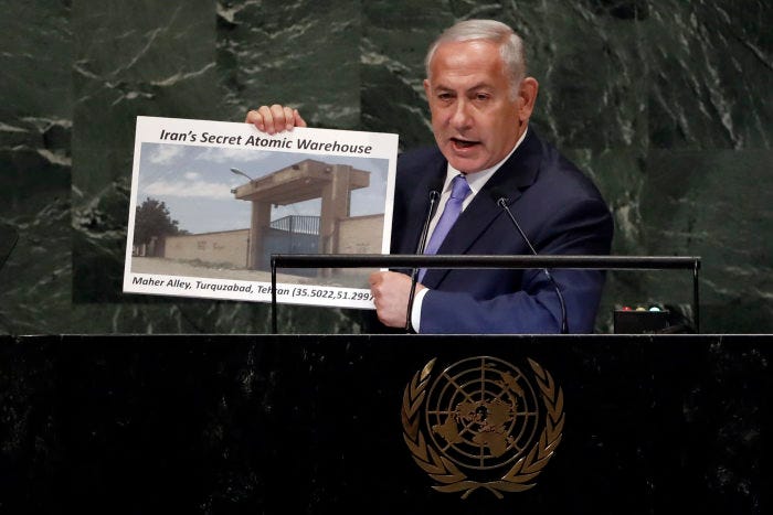 Netanyahu podczas Zgromadzenia Ogólnego ONZ, 27 września 2018 r.