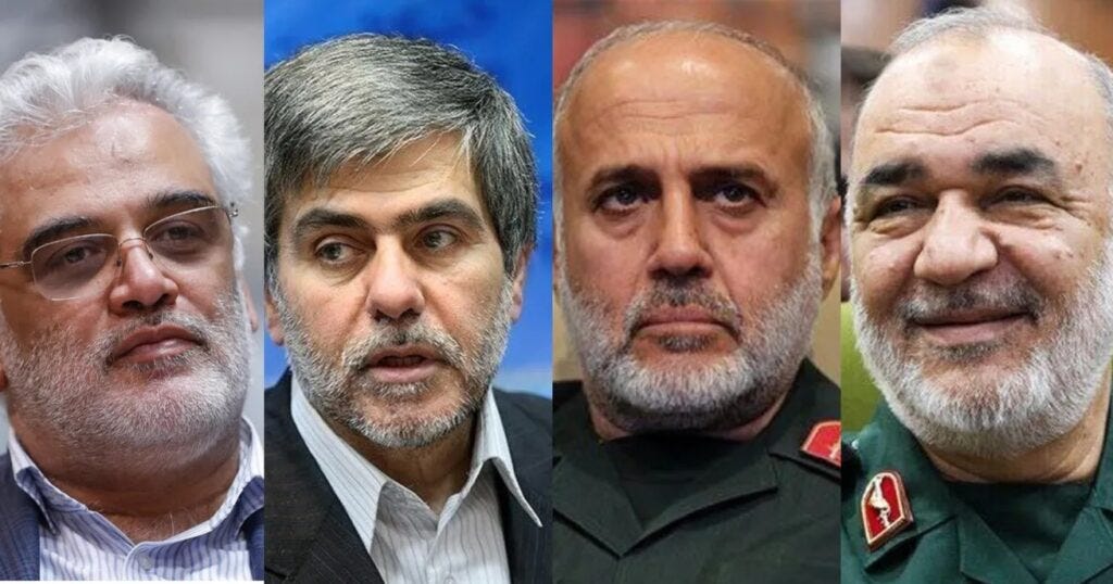 Ofiary agresji izraelskiej: prof. Mohammad-Mehdi Tehranchi, dr Fereydoon Abbasi, generał dywizji Gholam Ali Rashid, generał dywizji Hossein Salami