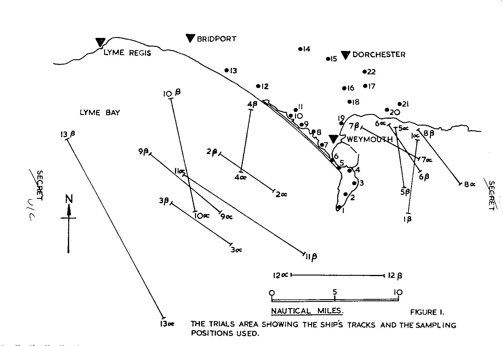 Mapa obszaru badań przedstawiająca eksperymenty przeprowadzone w latach 1964-65